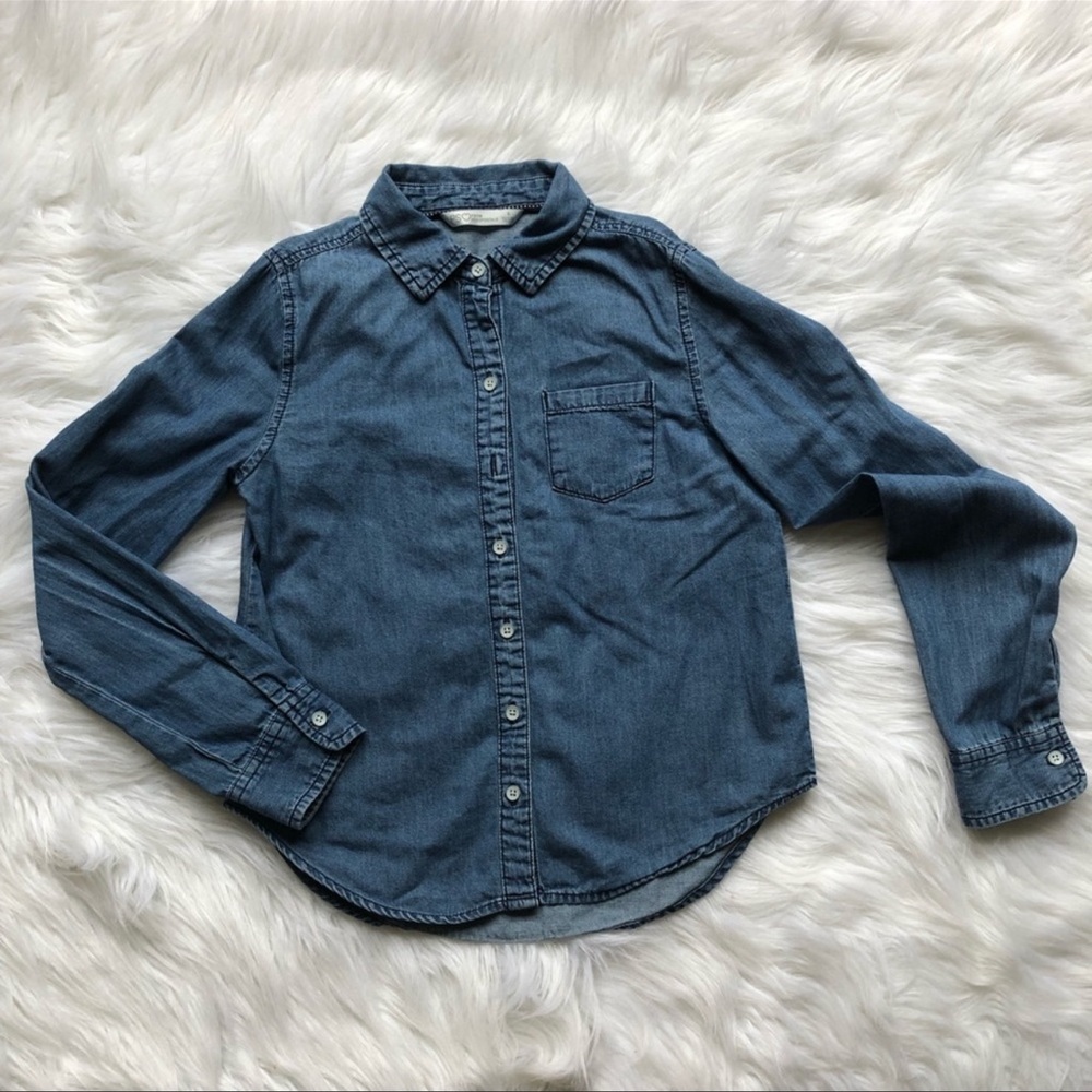 PS From Aeropostale Denim Button Down Long Sleeve Shirt Size 8